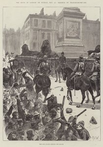 Os tumultos em Londres no domingo, 13 de novembro, defesa da Trafalgar Square